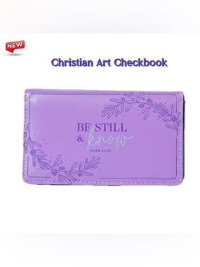 🆕 Be Still & Know Purple Laurel Faux Leather Checkbook Cover Psalms 46:10 NWT